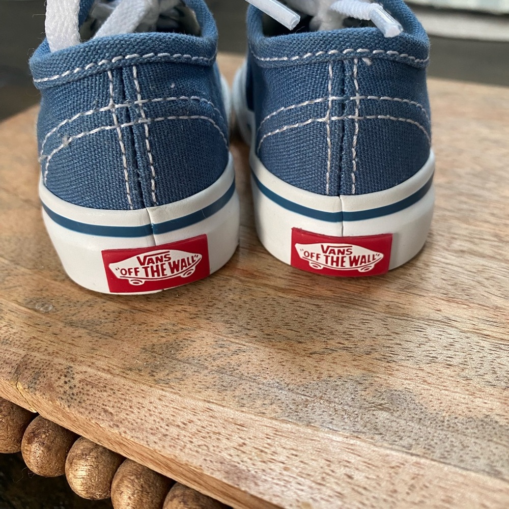 Vans Baby Toddler Authentic Blue and White Sneakers Classic Canvas Design - Picture 6 of 11